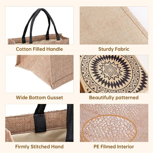 Women Yellow01 14''x12'' Large Tote Bag with Laminated Interior and Soft Handles - Picture 5 of 7